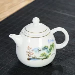 High quality white porcelain teapot Exquisite Enamel Color Teapot With Tea Strainer handmade ceramics Teaware Tea set - Image 3