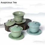 180ml Longquan Bamboo Celadon Tea Tureen Ceramic Tea Cup Kung Fu Teaset Tea Maker Large Single Sancai Tea Bowl Customized Teaset