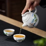 High quality white porcelain teapot Exquisite Enamel Color Teapot With Tea Strainer handmade ceramics Teaware Tea set - Image 2