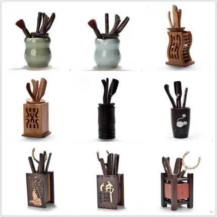 Tea Ceremony Six Gentlemen Bamboo Ceramics Tea Accessories, Kungfu Teasets, Pen, Spoon, Tube Make Tool Sets, Dropshipping