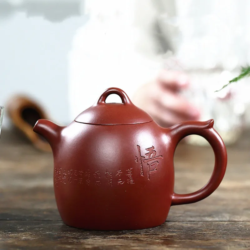 kf-Hd974d44d8fdd4ea2a3ec3072e13ef5ceb 「大红袍美壶 · Dahongpao Elegance」 — 320ml Handmade Yixing Purple Clay Teapot | Beauty Kettle Form · Raw Ore Zisha · 9-Hole Filter · Wu Wencai Signature Work - Image 1
