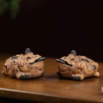 Yixing Purple Clay Bark Golden Toad Tea Pet Creative Tea Games Figurine Play Toys Statue Ornaments Tea Items Collection - Image 2