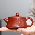 「莲语壶 · Lotus Whisper」 — 120ml Handmade Yixing Purple Clay Teapot (Raw Ore Da Hong Pao Clay · Lotus Seed Pod Motif · Ball Hole Filter)
