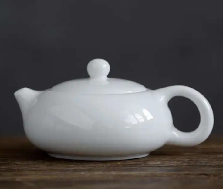 kf-S04a3abf816a54c5d80c5d82311bbe96dP 「扁影西施壶 · Flat Grace」 — 200ml Handmade Dehua White Porcelain Teapot (Flattened Xishi Form · Built-in Infuser · Minimalist Gongfu Kettle) - Image 1