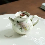 「灰影桃花壶 · Petal Ash」 — 90ml Grass-Ash Glazed Ceramic Teapot (Pure Hand-Painted Peach Blossom Motif · Miniature Gongfu Brewing Vessel) - Image 3