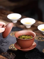 Zisha Sancai Lidded Bowl, Single Tea Bowl With Lid. Cup Not Too Hot To Touch. Respectful And Set. Three Bubble - Image 3