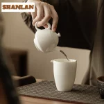 「羊脂玉瓷壶 · Cloudglow」 — 90ml Sheep Fat Jade Porcelain Teapot (Handmade Miniature Gongfu Pot · Built-in Filter · Household & Travel-Friendly Brewing Vessel) - Image 3