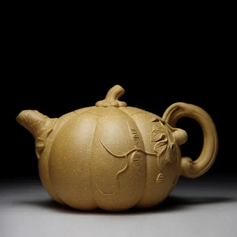 kf-S0b33d8d235054fcb8e9caf2da545f66fP 「蔓生壶 · Vine Bloom」 — 340ml Handmade Yixing Purple Clay Teapot (Raw Ore Section Mud · Biomimetic Pumpkin Form · Zisha Teaware) - Image 1