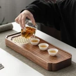 Light Luxury Tea Tray Chinese Walnut Wood Tea Tray Drainable Solid Wood Tea Tray Small Dry Brewing Table for Household Use Table