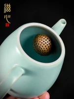 「素影汝壶 · Mistshade」 — High-End Ru Ware Xishi Teapot (Crackled Glaze · Large Capacity · Minimalist RU-Porcelain Gongfu Teapot for Household Use) - Image 3