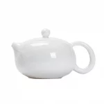 「木影西施壶 · Woodshade Grace」 — 180ml Handmade White Porcelain Teapot (Xishi Form · Raw Wood Side Handle · Gongfu Brewing Vessel) - Image 5