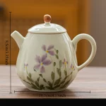 「绘影龙角壶 · Prism Bloom」 — 200ml Hand-Drawn Ceramic Teapot (Multi-Faceted Dragon Egg Form · White Porcelain Base · Built-in Filter · Chinese Style Motif) - Image 6