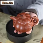 400ml Ancient Yixing Purple Clay Teapots Handmade Pumpkin Pot Raw Ore Purple Red Mud Kettle With Infuser Zisha Tea Set Tea Items - Image 3