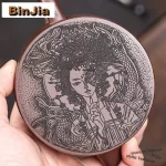 「止水壶 · Heartstill」 — 190ml Handmade Yixing Purple Clay Teapot (Raw Ore Purple Mud · Large-Caliber Form · Inscribed Panel) - Image 2