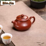 「大红袍壶 · Emberpan」 — 250ml Handmade Yixing Purple Clay Teapot (Raw Ore Dahongpao Mud · Pan Form · Inner Ball Filter) - Image 5