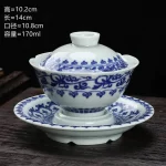 Interwoven Branch Lid Bowl Single Chinese Style Three Talents Tea Bowl Tea Cup Household High Temperature Ceramic Kung Fu Tea
