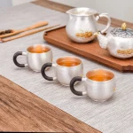 Gilt Ya Ju Tea set sterling silver 999 Japanese tea kettle Fair cup cup gift silver pot - Image 4