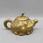 「莲蓬铜壶 · Brass Lotus Seed Pod」 — Antique-Style Brass Teapot (Lotus Seed Pod Relief · Sculptural Brewing Pot · Home & Office Gift)