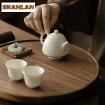 「羊脂玉瓷壶 · Cloudglow」 — 90ml Sheep Fat Jade Porcelain Teapot (Handmade Miniature Gongfu Pot · Built-in Filter · Household & Travel-Friendly Brewing Vessel) - Image 2