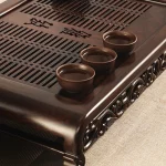 Factory supply ebony tea tray traditional kongfu tea board black tan mu tea table for home and office use - Image 2
