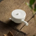 White porcelain sheep fat jade tea pot, ceramic household tea pot, single pot, Kung Fu tea set, side handle pot, Western style t - Image 4