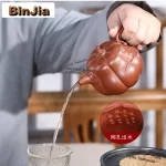 400ml Ancient Yixing Purple Clay Teapots Handmade Pumpkin Pot Raw Ore Purple Red Mud Kettle With Infuser Zisha Tea Set Tea Items - Image 4