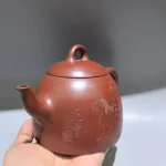 「神兽送子 · Divine Blessing Vessel」 — 400cc Engraved Yixing Purple Clay Teapot | “Divine Beasts Send Children” Motif · Old Zisha Pottery · SIYAO Studio · Town House Ornament - Image 2