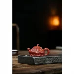 「红韵壶 · Crimson Echo」 — 180ml Handmade Yixing Purple Clay Teapot (Creative Form · Mesh Filter · Ideal for Dahongpao & Gongfu Brewing)