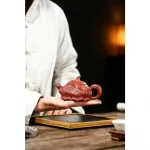 「红韵壶 · Crimson Echo」 — 180ml Handmade Yixing Purple Clay Teapot (Creative Form · Mesh Filter · Ideal for Dahongpao & Gongfu Brewing) - Image 5