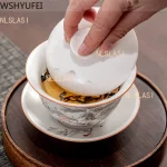 Jingdezhen Ceramic Gaiwan Teacup handmade Tea Tureen Boutique tea bowl Chinese Porcelain Teaware Accessories Drinkware - Image 3