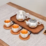 Gilt Ya Ju Tea set sterling silver 999 Japanese tea kettle Fair cup cup gift silver pot - Image 2