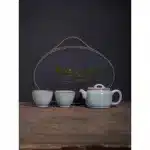 汉瓦汝壶 · Hanwa Mist」 — Ru Kiln Han Tile Teapot Set (One Pot + Two Cups · Large Capacity · Porcelain Gongfu Tea Set for Household Use)