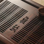 Factory supply ebony tea tray traditional kongfu tea board black tan mu tea table for home and office use - Image 4