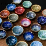 45ml Household Ceramic Cup Kiln Change Teacup Master Cup Tasting Cup Satin Blue Water Cup Tea Bowl Jianzhan Teahouse Cha Teaware