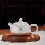 「玉柄西施壶 · Jade Whisper」 — 250ml Handmade 999 Sterling Silver Teapot (Xishi Form · Jade Handle · Chinese Gongfu Tea Set)