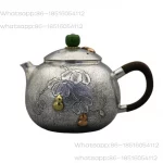 「霜葫西施壶 · Frosted Gourd」 — 180ml Handmade 999 Sterling Silver Teapot (Xishi Form · Frosted Finish · Gourd-Inspired Body · Built-in Filter)