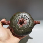 7"Chinese Yixing Purple Clay Teapot Pumpkin Pot Melon vine pattern kettle Teapot Gather fortune Office Ornaments - Image 6