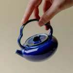 High End Ceramic Ruyi Handle Teapot, Jingdezhen High-Temperature Raw Mineral Glaze Teapot, Exquisite Retro Tea Pot, Single Pot