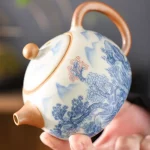 「汝影西施壶 · Mistglaze Grace」 — 220ml Ru Kiln Ceramic Teapot (Xishi Form · Colored Glaze Finish · National Trend Style · Gongfu Brewing Vessel) - Image 3
