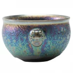 Modern colorful kiln special-shaped exhibition gold-plated PC kung fu teacup set Tianmo ancient single master tasting tea bowl