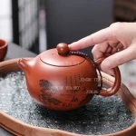「山水藏壶 · Landscape Vault」 — 440ml Handcrafted Yixing Purple Clay Teapot | Large Capacity with 9-Hole Filter · JINGDE Folk Artisan Edition - Image 2