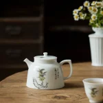 White porcelain sheep fat jade tea pot, ceramic household tea pot, single pot, Kung Fu tea set, side handle pot, Western style t - Image 6