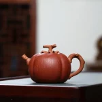 「柿趣壶 · Persimmon Charm」 — 130ml Handmade Yixing Purple Clay Teapot (Raw Ore Zisha · Persimmon-Inspired Form · Famous Artist Work)