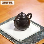 「高盘壶 · Ashwing」 — 200ml Handmade Yixing Purple Clay Teapot (Raw Ore Dahongpao Covered with Ash · High Pan Form · Bird & Branch Engraving) - Image 5