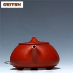 「朱泥石瓢 · Vermilion Scoop」 — 220ml Handmade Yixing Purple Clay Teapot | Stone Scoop Form with Raw Ore Zhu Mud · Elegant Gongfu Teaware Collection - Image 2