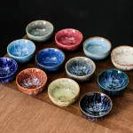 45ml Small Ceramic Cup Kiln Change Teacup Master Cup Tasting Cup Satin Blue Water Cup Tea Bowl Jianzhan Teahouse Cha Teaware