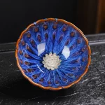 Kiln Change Gold Inlaid Lotus Master Ceramic Petal Tasting Set Bowl Single Home Kung Fu Tea Cup - Image 4