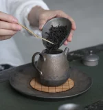 Vintage Japanese style Tea Mug and Spoon Pottery Tea shovel Cha Ze Tea Cup Set Accessories Tea Ceremony Tea Scoops - Image 2