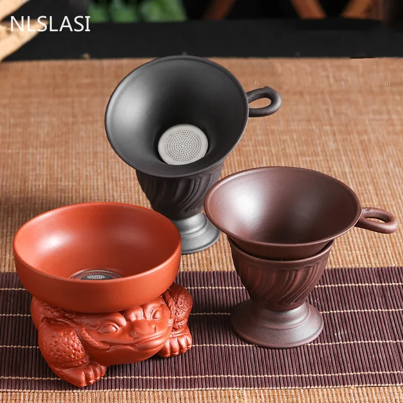 kf-S67fc736a92344b928f52b280e22ac1c67 Yixing Creative Purple Clay Tea Strainer Tea Chahai filter Tea set Tea Accessories Coffee Punch Filter Tea Sets Kichen Tool - Image 1