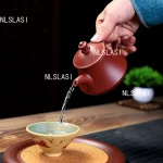 「柱础壶 · Column Base」 — 210ml Handmade Yixing Purple Clay Teapot (Raw Ore Da Hong Pao Clay · Douli Lid · 10-Hole Filter · Classical Chinese Form) - Image 4